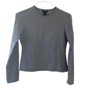Kenzie knit crop Top Pullover Size M Color Gray Long Sleeves Crew Neck Made US